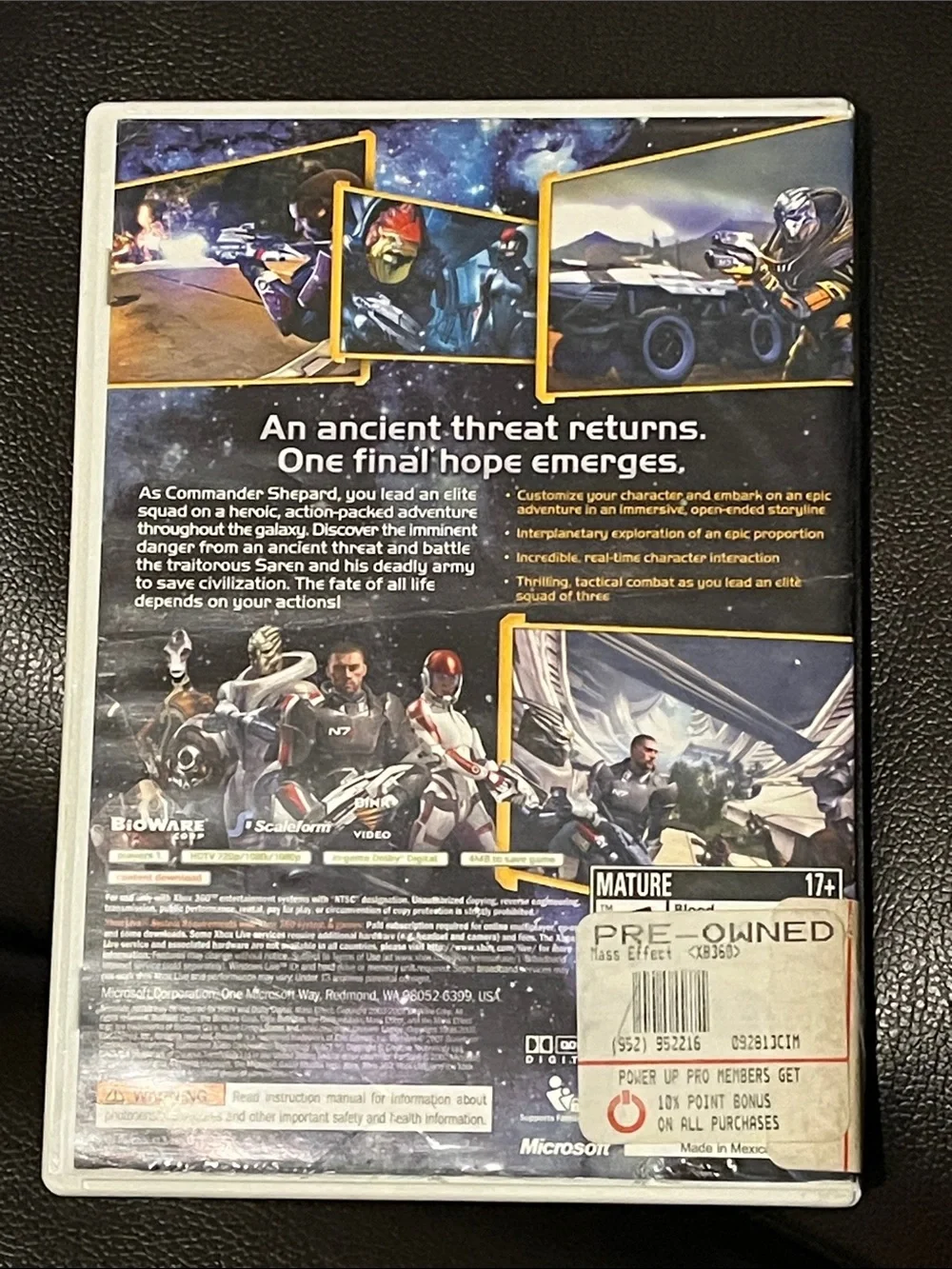 Mass Effect (Xbox 360) Video Game - Includes Manual- rated M